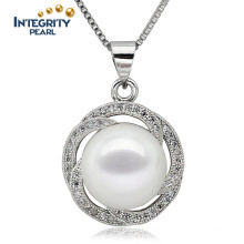 Fashion Freshwater Nice Design Pearl Pendant AAA Button 11-12mm 925 Silver Natural Pearl Pendant